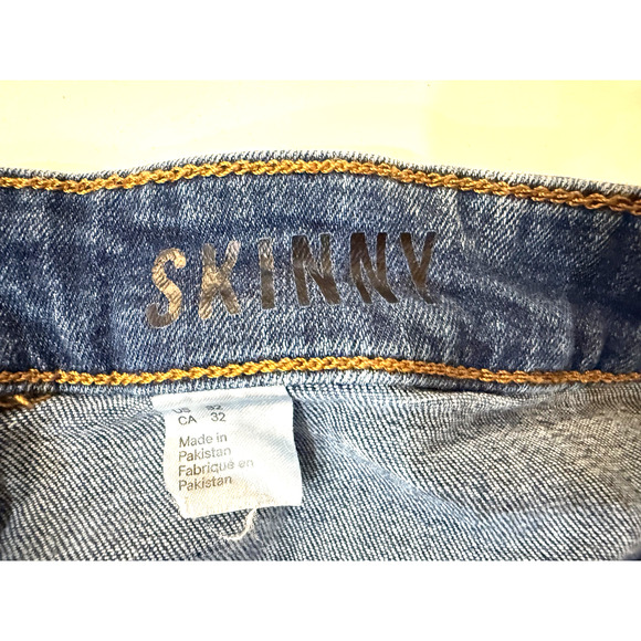 H&M Jeans Mens 32 Blue Skinny Distressed Ripped Destroyed Frayed Denim Rips Y2K - Picture 4 of 8